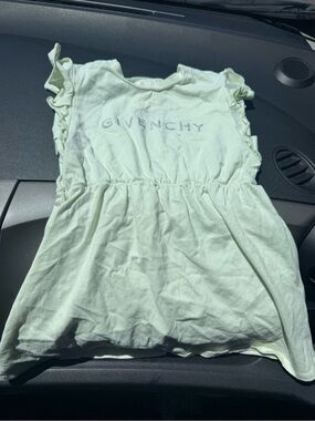 Givenchy Kids Mint Green Ruffle Sleeve Dress Top